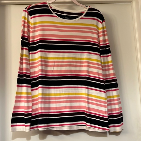 Talbots XL Long Sleeved Multicolor Striped Tee - Picture 1 of 5